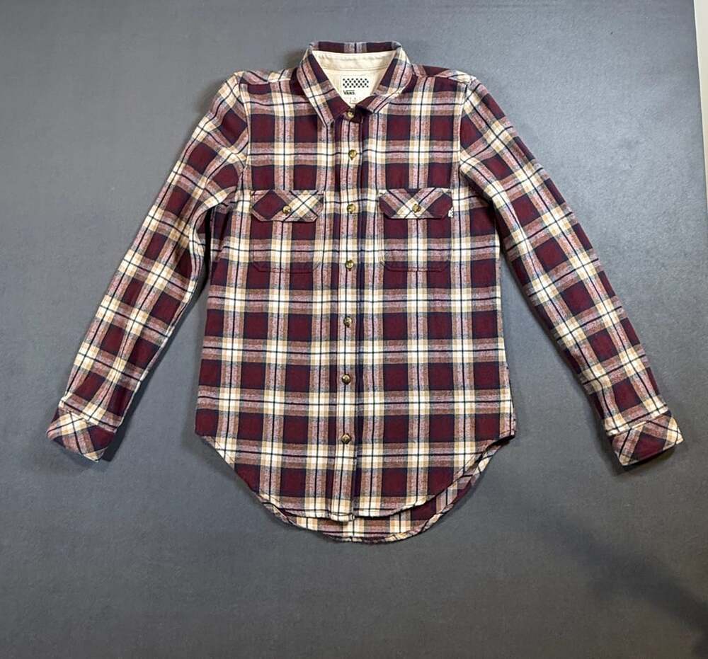 Vans Flannel Shirt Size S Plaid Long Sleeve Button Up